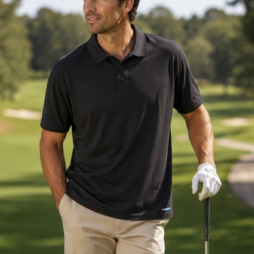 Wrangler Breathe-Dri Mens XLT Black Polo‎ Shirt Wicking Performance Golf Top